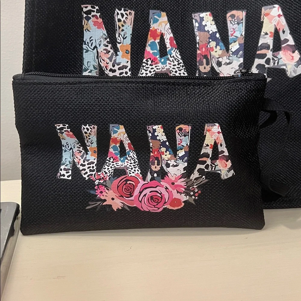 NWT: Burlap “Nana” Tote w/Wristlet - Picture 3 of 7